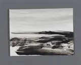 John Hitchens, Coastal Evening, 1967, monochrome watercolour