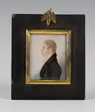 William Hamlet, Miniature Portrait of a Gentleman in Profile wearing a Black Coat and White Stock, watercolour on ivory