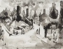 Julian Trevelyan, The Potteries', 20th century pen, ink and wash over pencil
