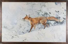 Jonathan Sainsbury, Fox in a Snowy Landscape, oil on canvas