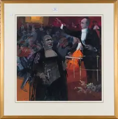 Frank Joseph Archer, Jessye Norman & Pierre Boulez, 1988, gouache