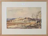Edward Wesson, View of a Distant Windmill, watercolour