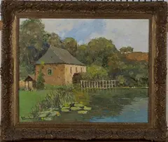 André Beronneau, Old Mill, Brittany, oil on canvas