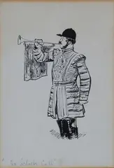Ernest Howard Shepard, Six o'clock Call' (Study of a Royal Trumpeter), pen and ink