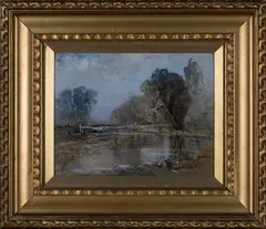 Alexander Fuller Maitland, River Landscape with Trees and Figure, 1915, oil on board