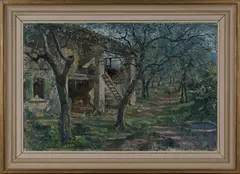 Charles Cundall, An Italian Garden, oil on canvas