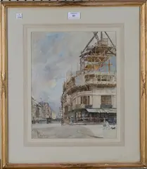 Frederick Whitehead, Regent Street with Liberty Department Store, 1925, watercolour