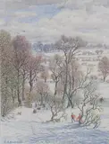 Stanley Roy Badmin, River Ouse looking E. from Odell, watercolour with gouache
