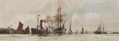 Charles Dixon, Off Tilbury, 1901, watercolour