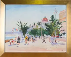 Norman Edgar, Evening Promenade, Nice, early 21st century oil on canvas