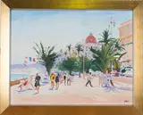 Norman Edgar, Evening Promenade, Nice, early 21st century oil on canvas