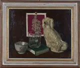 John Codner, Still Life with Staffordshire Dog, oil on board