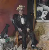 Maggi Hambling, Max Sitting' (Full Length Portrait of Max Wall), 1982, oil on canvas