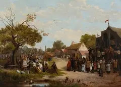 The Village Fête by John Holland, 1874, oil on canvas, sold Jun 2019