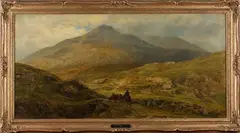 Charles Edward Johnson, Cattle Drover in a Highland Landscape, 1865, oil on canvas