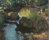 Frank Jameson-Smith, A Cornish Trout Pool, oil on canvas