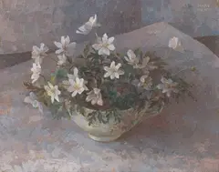 Cupfull of Windflowers by Mary Kent Harrison, 1982, oil on canvas, sold Mar 2019