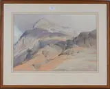William Heaton Cooper, South Face of Grasmoor, watercolour with pastel