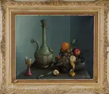 George Leslie Reekie, Still Life with Fruit, Jug and Glass, 1956, oil on canvas