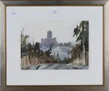 Edward Wesson, Guildford from Pewley, watercolour