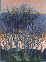 Arthur Hackney, Sunset through Trees, oil on canvas