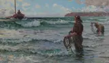 Hamilton Macallum, Landing on a Lee Shore, 1888, oil on canvas