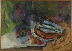 Frank J. Walter, Still Life with Fish, oil on board