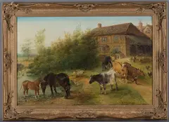 Edwin Frederick Holt, Cattle by a Cottage, 1897, oil on canvas