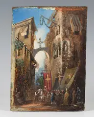 Sydney Herbert, Street View near the French Embassy, Genoa, 1871, oil on panel