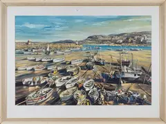 Clarence E. Blackburn, On the Beach, St Ives, gouache