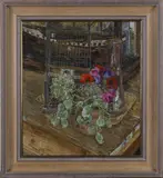 Olwyn Bowey, Poppies and Anemones, oil on board