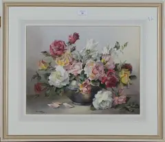 Jack Carter, Roses in a Vase, 1976, watercolour