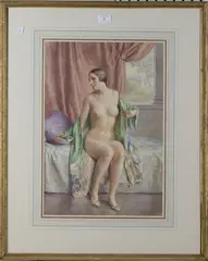 Fred Pegram, Nude, watercolour
