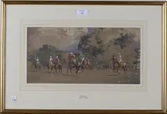 Molly Latham, Ladies Polo, watercolour with gouache