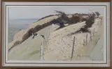 John Armstrong, Downland View with Two Magpies, oil on board