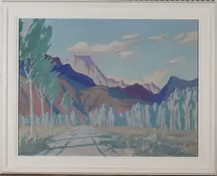 Frederik de Wit, Landscape with Mountains and Trees, probably South Africa, oil on canvas