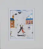 Street Scene with Figures by Simeon Stafford, oil on board, sold Nov 2018