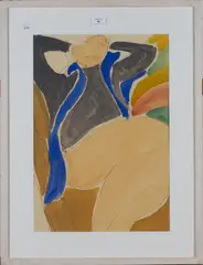 John Emanuel, Reclining Female, ink with watercolour and gouache