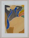 John Emanuel, Reclining Female, ink with watercolour and gouache