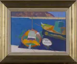 Colin Hayes, Fishing Boats at Chios, Greece, oil on board