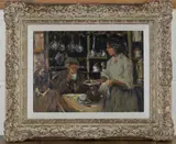 Ken Moroney, Interior Scene with Figures at a Dining Table