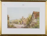 Charles Henry Clifford Baldwyn, Landscape with Farm Buildings and Horse and Cart, watercolour