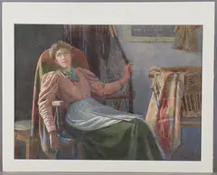 Ralph Todd, Idle Moments (Seated Lady in an Interior), watercolour