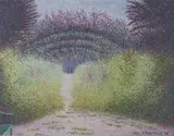 Victoria Baden-Powell, View along a Garden Path, oil on canvas