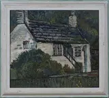 Fred Yates, View of a Cottage at Pont Pill Creek, oil on board