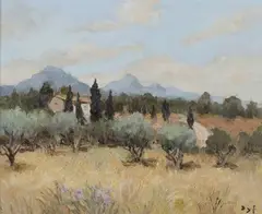 Marcel Dyf, Farmhouse amid the Cornfields of Provence, oil on canvas