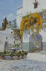 Ella Du Cane, North African Courtyard Garden, watercolour