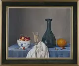 James Noble, Still Life with Cherries, Orange and Wine, oil on canvas