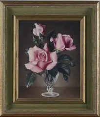 James Noble, Pink Roses, oil on canvas