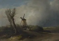 A Flemish Mill by John H. 'Jock' Wilson, 1834, oil on canvas, sold Sep 2018